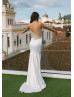 Beaded Ivory Satin Illusion Back Sexy Wedding Dress